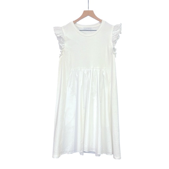 English Factory Mixed Media Ruffle Sleeve Mini Dress White Size Medium - Picture 6 of 12